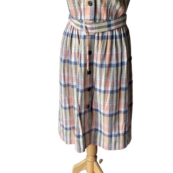 GAL MEETS GLAM COLLECTION Peyton Belted Button Up Plaid Sundress Size 2 NWT - Picture 4 of 15